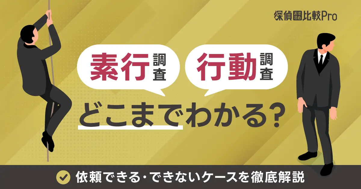 探偵の素行調査・行動調査はどこまでわかる?依頼できる・できないケース徹底解説 | 探偵おすすめ比較Pro