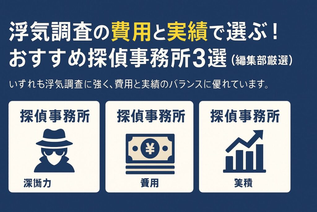 浮気調査の費用と実績で選ぶ!おすすめ探偵事務所3選(編集部厳選)