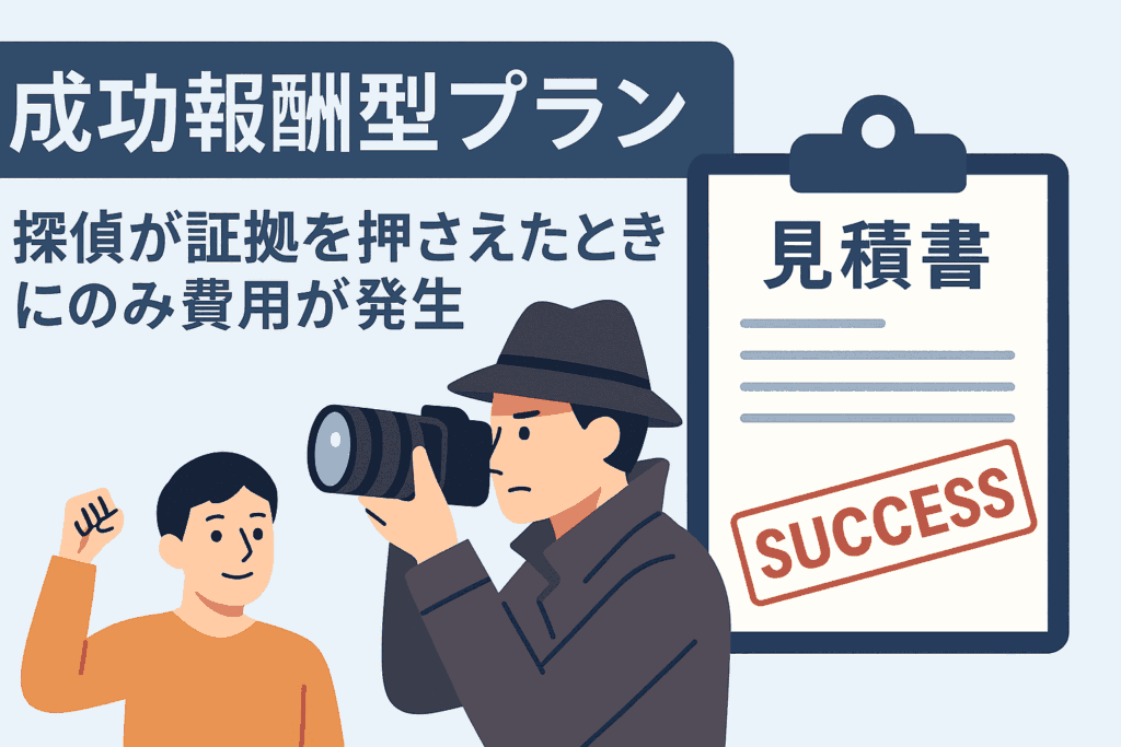 成功報酬型プラン|探偵が証拠を押さえたときにのみ費用が発生