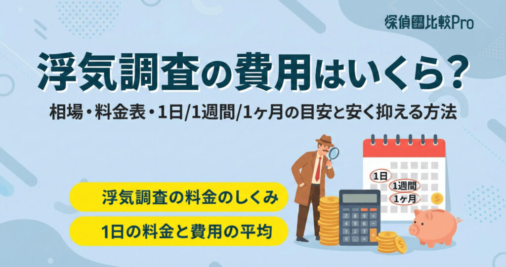 浮気調査の費用はいくら？相場・料金表・1日/1週間/1ヶ月の目安と安く抑える方法を解説！