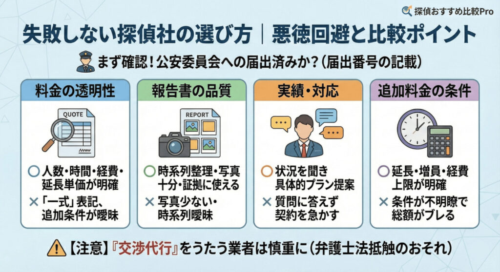 失敗しない探偵社の選び方｜悪徳回避と比較ポイント